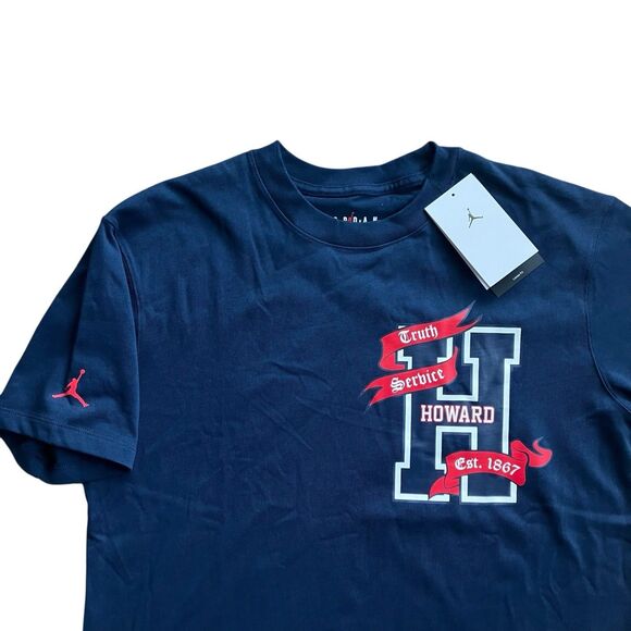 Nike T-Shirt WMNS S Blue Air Jordan Howard University Heavy Weight HBCU Jumpman - Picture 1 of 10